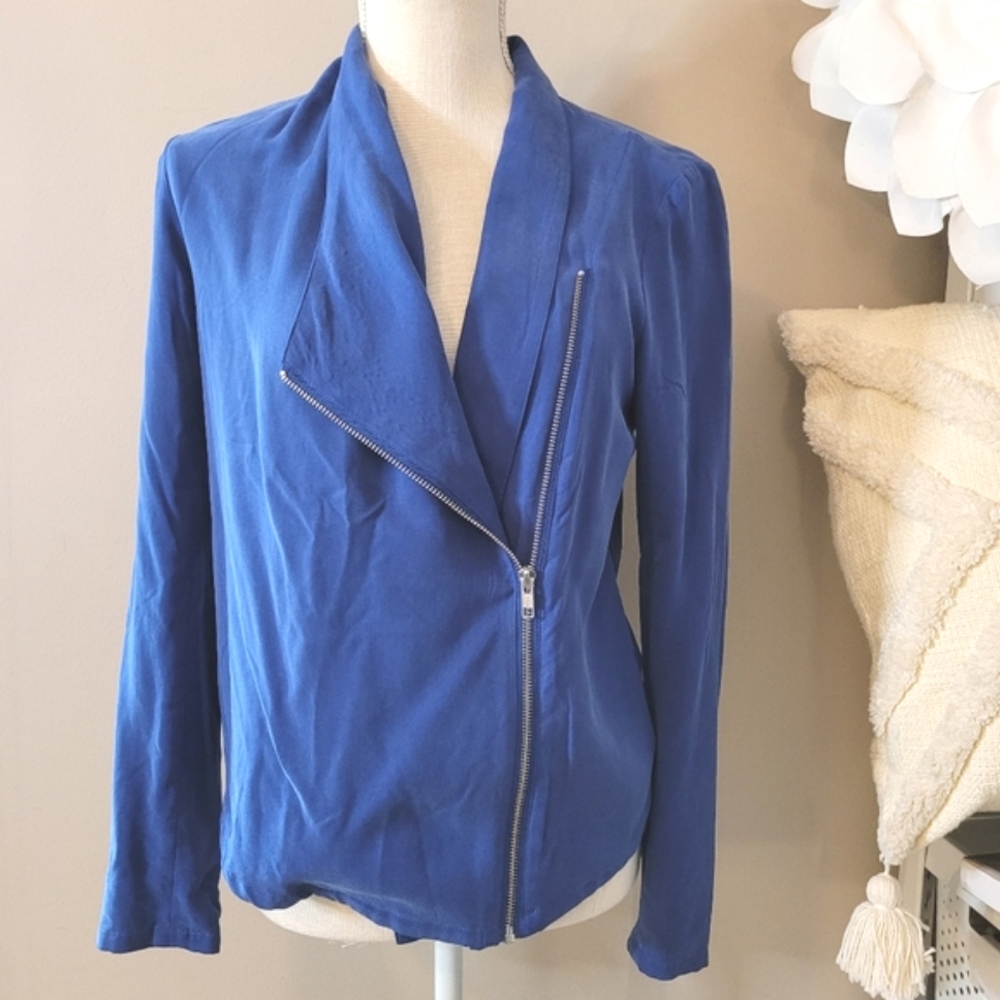 Trouve Royal Blue Asymmetrical Zip Jacket